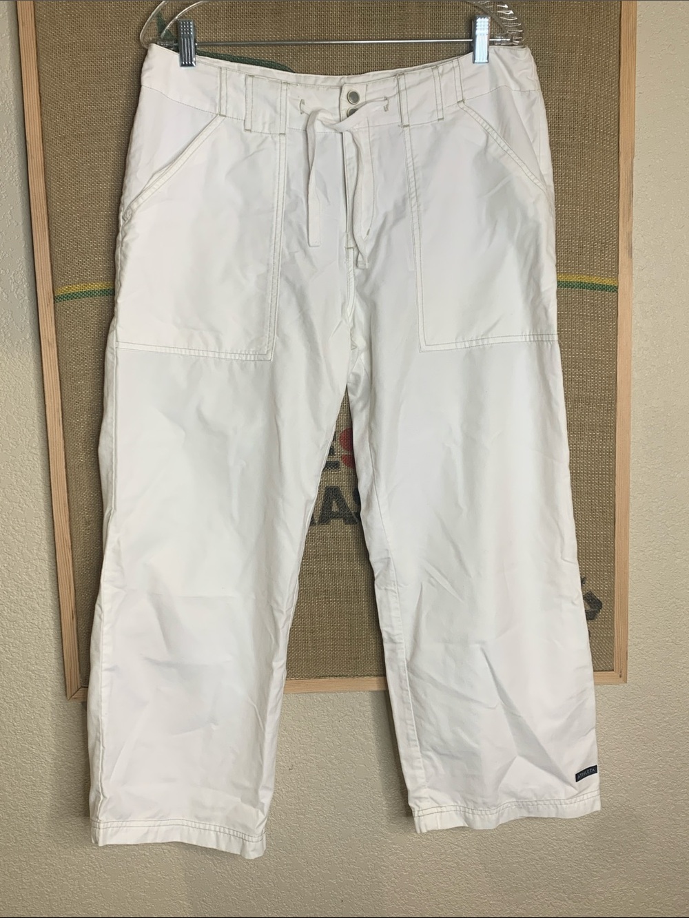 Athleta White Capris Drawstring Waist